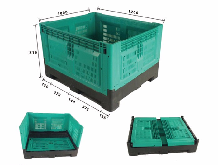 product-693-525 Heavy duty large volume food grade foldable plastic pallet box for vegetable