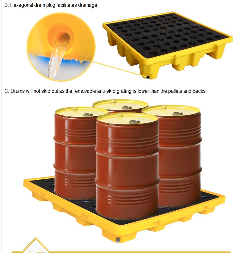 4-drum-spill-pallet-3000kg-load-anti-skid-grating 4-drum-spill-pallet-3000kg-load-anti-skid-grating