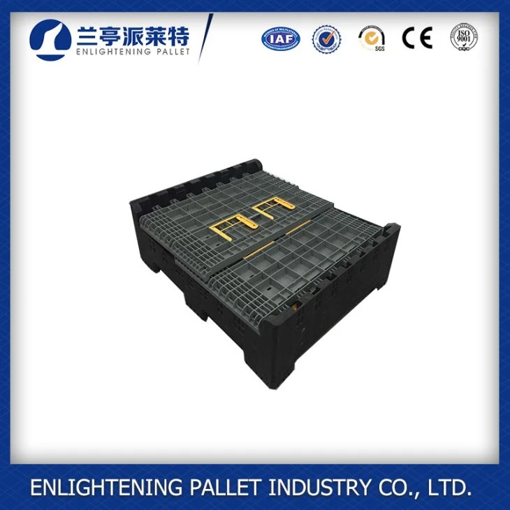Collapsible solid big bulk plastic pallet box