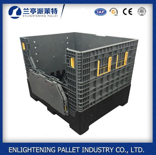 Collapsible solid big bulk plastic pallet box