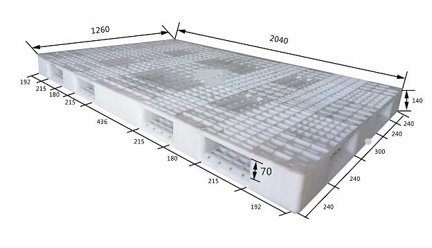 2040x1260x140mm Plastic Industrial Pallets For Textile