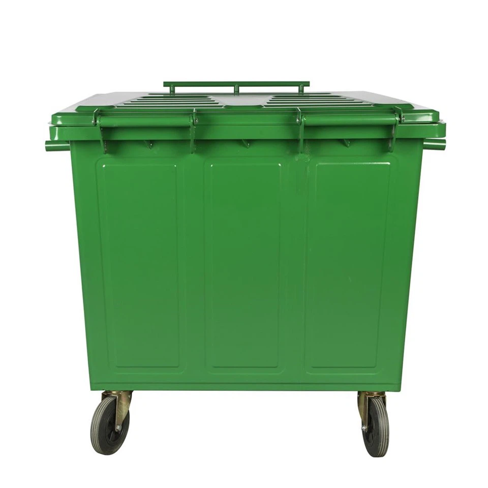 660L Galvanized Steel Outdoor Waste Bin With Lid