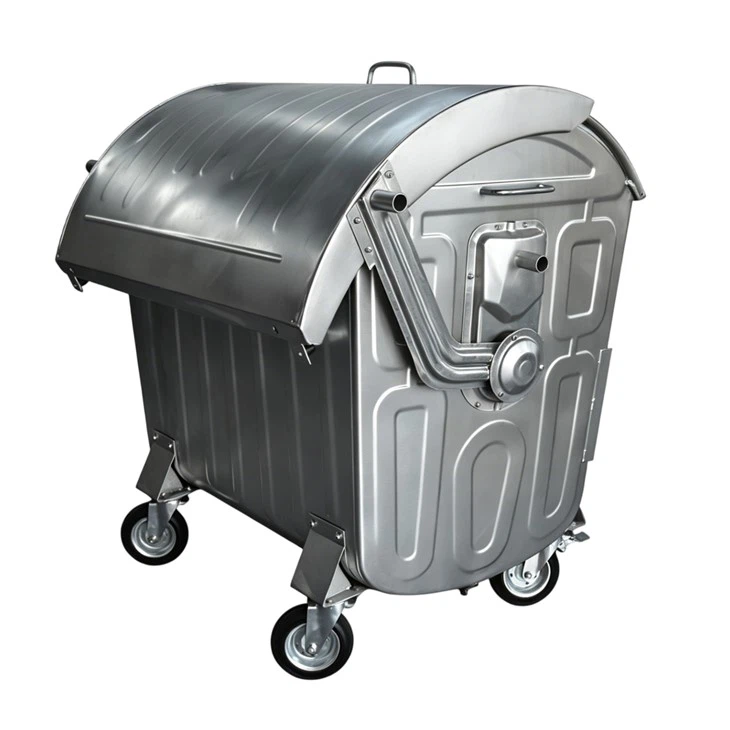 Galvanized Steel Bin With Dome Lid – 4 Wheels