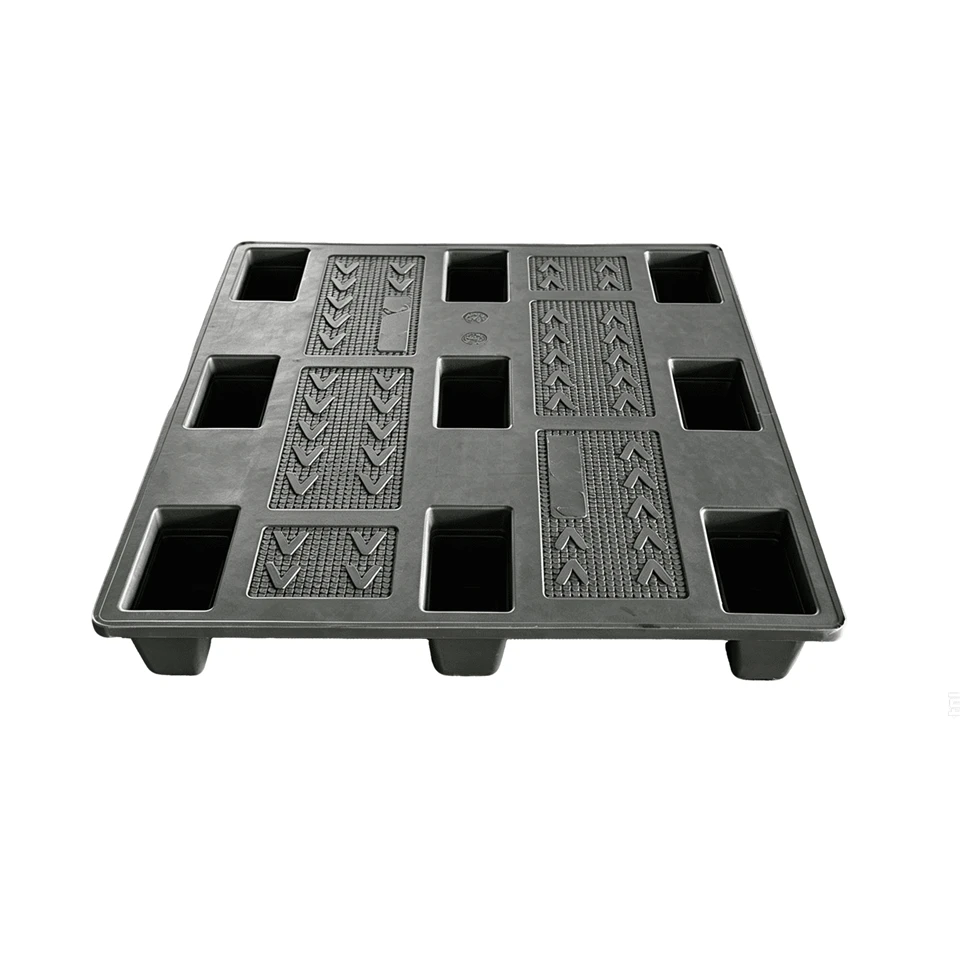 Nestable Nine-Leg Compression Molded Plastic Pallet