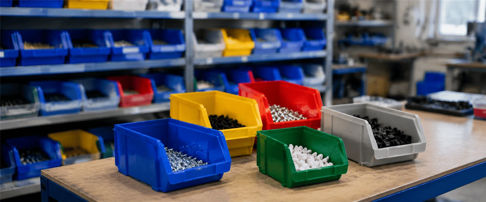 color-coded-storage-bins-parts-organization color-coded-storage-bins-parts-organization