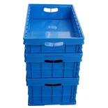 600*500*280 Mm HDPE Blue Color Collapsible Solid Plastic Crates for Vegetables