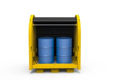 Outdoor Roll Top Hard Covered 4 Drum Spill Pallet
