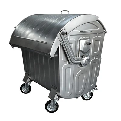 Galvanized Steel Bin With Dome Lid – 4 Wheels